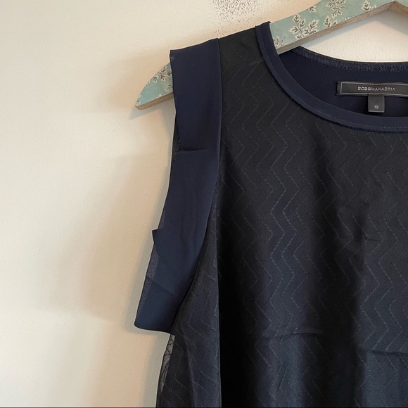 BCBG MaxAzria Navy Lace Panel Layered Tank - Picture 3 of 5